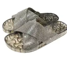 INC International Concepts Size 8M Crisscross Slide Sandals Pewter Sparkle