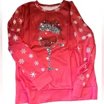 Holiday shirt. Santa wineglass Shirt. Size medium.