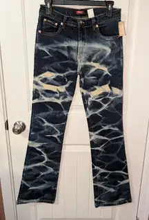 NWT Vintage Deadstock Angel Blue Jeans Bleach Tie Dye Women's Large White/Blue