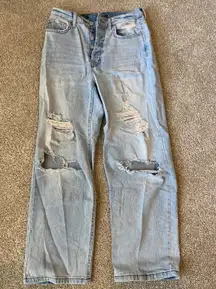 Ripped Straight-Leg Jeans 