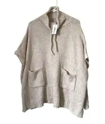 NWT Nordstrom one size poncho pullover sweater pockets knit sandy fabric comfort