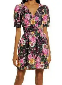 NEW - CHARLES HENRY Floral Smocked Waist Minidress