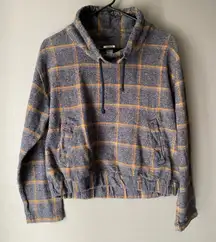 Forever 21 sz S‎ gray gold plaid cowl neck cropped jacket