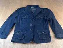 Ann Taylor LOFT Denim Jacket Blazer S 100% Cotton Dark Wash