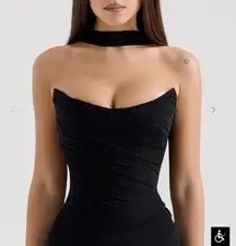 House Of Cb Hallie Strapless Corset Top Size M Blac