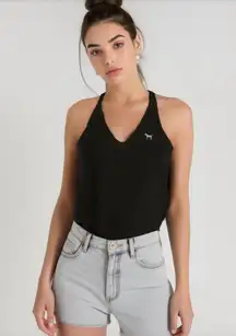 PINK Victoria's Secret Black Bodysuit Size M Cotton Stretch One-Piece