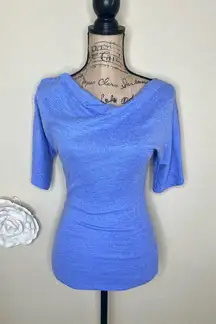 NTM: Michael Stars Cowl Neck Blouse in Medium Blue Color with Ruched Waist Sz OS