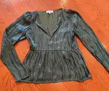 Something Navy “Something Delicate” Iridescent Emerald Green Blouse – Size Small