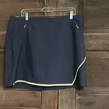 Slazenger Golf Skort Skirt/Shorts Blue Yellow Trim Size 12 With Zipper Pockets