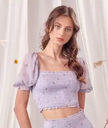Stories Lilac Floral Crop Top