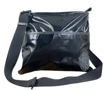 Gucci Black Coated Canvas Crest Emblem Crossbody Bag Messenger Purse Authentic