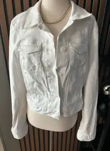 Ann Taylor Jean jacket stretchy comfy size small white