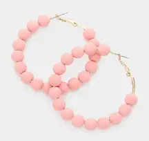 Brand New Womens Barbiecore Pink Colored Ball Cluster Hoop Earrings