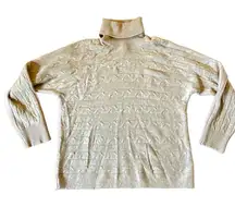 Bianco & Blu camel wool cashmere tan cableknit turtleneck sweater