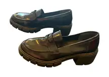 Crown Vintage‎ Women's Black Chunky Platform Penny Loafers Size 10