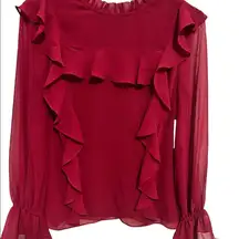 Rachel Parcell Mock Neck
Ruffle Trim Long Sleeve Top Blouse size xs