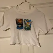 White Graphic Tarot Card Crop Top