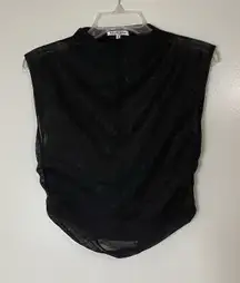 REFORMATION Lindy sheer mesh high neck sleeveless cinched black top size Small