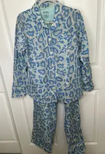 Nick & Nora Pajama Set‎ Blue Python Snake Print Sleepwear Lounge Set Size Small