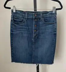 J Brand Roleen Frayed Stretch-Denim Skirt Size 26