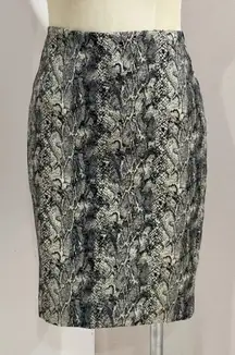 Talbots Petite Women's Black/Beige Python Snake Print Pencil Skirt Size 6P