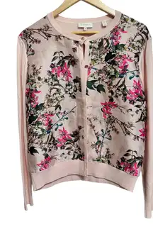 Ted Baker London Karlia blossom jacquard Pink Floral Cardigan Sweater Size 4