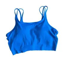 Danskin Scallop Crop Tank Wicking Moisture‎ Control 4-Way Stretch Palace Blue M