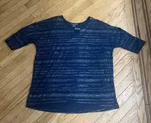 SUZY SHIER blue and silver top size large