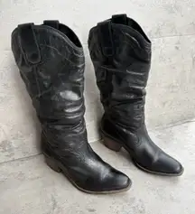 VTG Cathy Jean Black Leather Cowgirl Slouchy Western Cowboy Boots Women’s 7