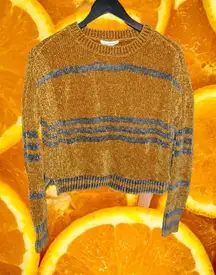 Cloud Chaser Yellow‎ and Gray Stripe Crew Neck Sweater Size Medium