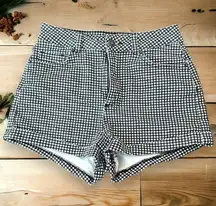 Subdued high rise micro denim shorts back and white checker pattern size 27