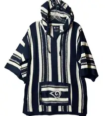 Los Angeles Rams Sweater Hoodie Womens L XL Blue Stripe NFL‎ Baja Style NEW