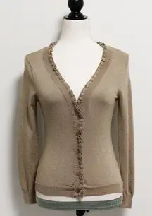 NY&Co. Gold Metallic Gold Metallic Button Cardigan