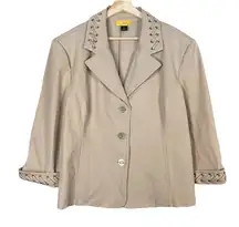 St John Soca Khaki Beige Blazer Stretch Nautical Button Vintage‎ Neutral Size XL