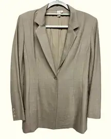 Anne Klein Vintage Tan‎ Long Wool Blend Tailored Blazer Jacket Size 10