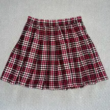 Jolie & Joy  Red Black Plaid Pleated School Girl Mini Skater Skirt Sz S NWOT