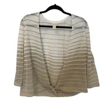 Chico's  Cardigan Sweater Womens Medium Metallic Striped Open Front 3/4 Sleeve