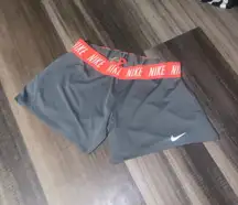 Nike Gray Athletic Shorts with Red Waistband