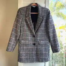 Old Navy Classic Multicolor Houndstooth Tweed Oversized Blazer Jacket size XS