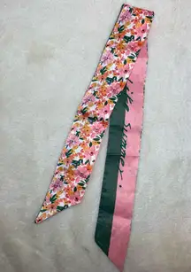 Pink & Green Floral Bag Twilly / Scarf ‘Like Summer. Like Rain’ NEW