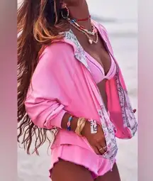 NWOT LoveShackFancy x Hurley Hawaiian Hibiscus Zip Hoodie Cover Up