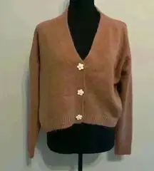 Fuzzy Cropped Oversized Grandpa Sweater with Daisy Buttons Size XS Altard State