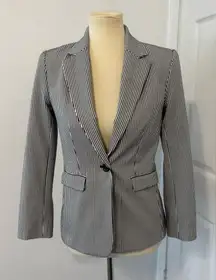 Alice + Olivia Striped Black White Blazer Single Button Cotton Blend NO SIZE TAG