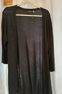 Satuun Black Sheer Open Cardigan Lightweight Full Length new Size Medium