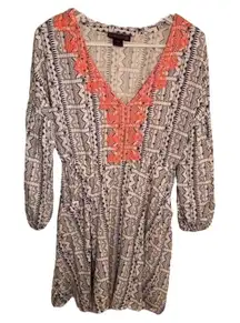 Rock & Roll Cowgirl Boho Dress White Geometric