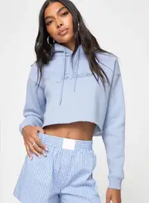 JE T'ADORE CREW CROPPED HOODED SWEATSHIRT PALE BLUE