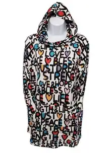 LULAROE AMBER PEACE STRENGTH HOPE LIFE DREAM BLESS STRONG  HOODIE MULTI TOP 2XL