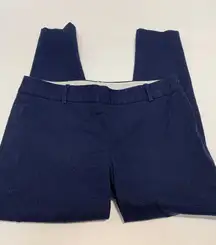 J. Crew Women's Flat Front Mid Rise Tapered Chino Navy Pants Size 10