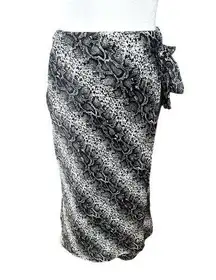 Forgotten Grace Black/White Snake Print Faux Wrap Skirt Pull On S NWT