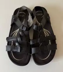 Abeo Bea Braided Slingback Sandals Black Leather US  SZ 7.5 Women’s